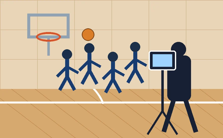 タブレットやカメラで競技を撮影するイメージ
